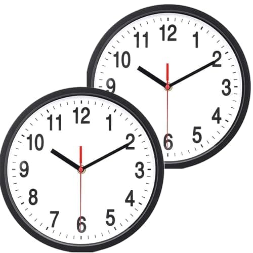 Image of Tebery 2 Pack 10 Inch Silent Non Ticking Wall Clock, Quartz Battery Operated Clock, Easy to Read with Modern and Elegant Design