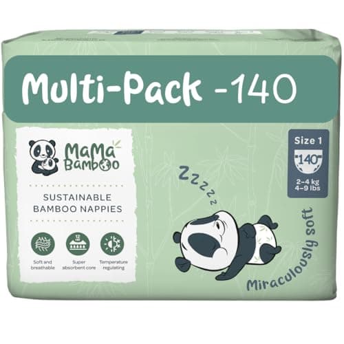 Image of Mama Bamboo Soft, Breathable, Sustainable Bamboo Nappies (Size 1 - Newborn Baby x 140 Nappies)