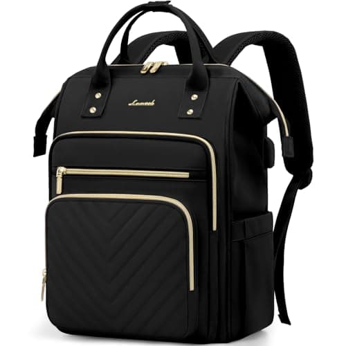 Image of LOVEVOOK Laptop Backpack Womens, 17 inch Laptop Rucksack Bag for Women, Large Ladies Backpacks Waterproof School Bags with USB Port, Fashion Daypacks for Uni College Work Travel, Black