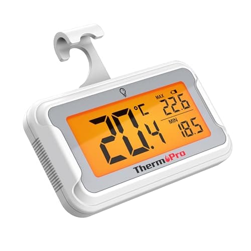 Image of ThermoPro TP110 Fridge Thermometer with Large Backlit LCD, Waterproof Freezer Thermometer with Max/Min Record, Easy Battery Replacement, High Accuracy Refrigerator Monitor for Kitchen, Basement