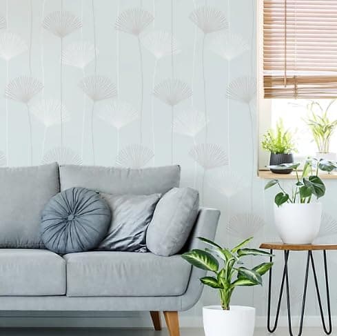 Image of Tamersgifts Colours Chika Duck Egg Blue Glitter Effect Floral Embossed Wallpaper, Textured Finish, Feature Wall Home Decor