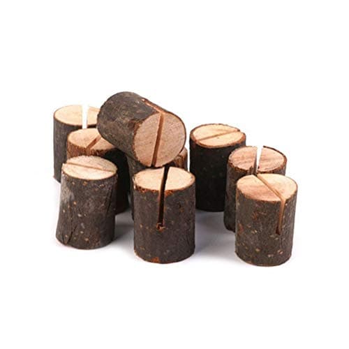 Image of UTHCLO 12pcs Tree Stump-Shaped Wooden Memo Stands Made of Larch Wood, Note Clip Holders and Menu Clips, for Dining Room Or Baby Shower Table Decor