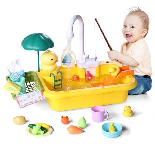 Image of Toys for 3-8 Year Old Girls Gifts Play Sink with Running Water Play Table Mud Kitchen Role Play Toys for 3-8 Year Old Boy Gifts Play Kitchen Girls Toy Age 3-8 Toy Kitchen Toddler Kitchen Toy Sink