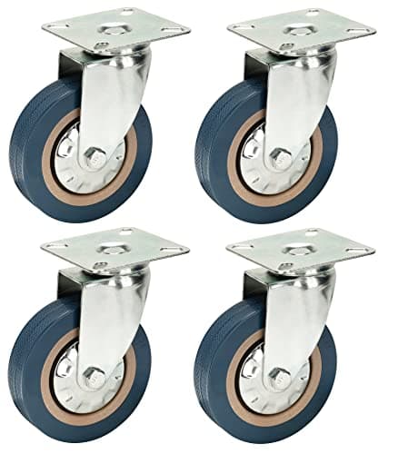 Image of 100mm Non Marking Grey Rubber Castors - Top Plate Fixing - Heavy Duty Casters Wheels by Bulldog Castors - Max 300Kg Per Set