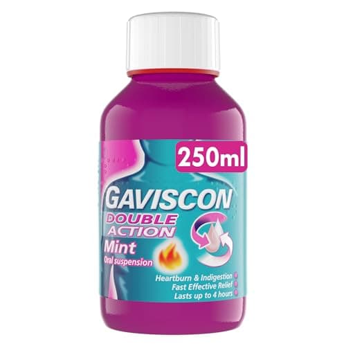 Image of Gaviscon Double Action Mint Liquid 250ml - Fast Heartburn & Indigestion Relief, Convenient Sachets, Antacids for Effective Digestion, Acid Reflux Relief, Pregnancy Safe