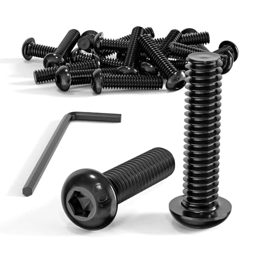 Image of Wavanta M6 Bolts, M6 x 25mm Button Head Screws, Allen Socket Bolts Screws, Carbon Steel 10.9 Grade, Black Oxide Finish, Pack of 20