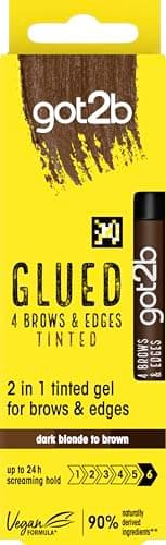 Image of got2b Glued 4 Brows & Edges Tinted Gel 2 in 1 16ml, Buildable Colour Dark Blonde to Brown, Screaming Hold Brow Gel, Eyebrow Gel for Long-Lasting Looks, Vegan Formula*, Naturally-Derived Ingredients**