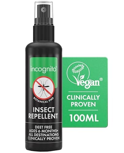 Image of Incognito Insect Repellent Spray, 100ml - Natural DEET Free, Shields from Wide Range of Biting Insects. Clinically proven protection from Ticks & Dengue carrying mosquitoes, Organic Mosquito Repellent