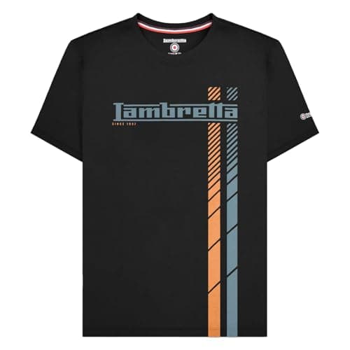 Image of Lambretta Mens Fade Racing Stripe Short Sleeve T-Shirt - Black - L
