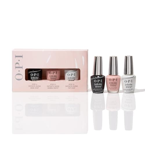 Image of OPI Infinite Shine Nail Polish - Gel Like & Long Lasting - with Pre-Cured Gel Technology & OPI Pro-Wide Brush - Perfect Pink Gift Set - Including Primer, Bubble Bath® & Pro Stay Gloss (3x15ml)