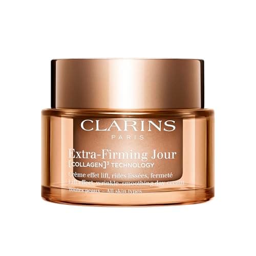 Image of Clarins Extra-Firming Day Cream for All Skin Types | Anti-Ageing Moisturiser with Collagen Boosting Ingredients | Hydrating & Firming Face Cream | Refillable Packaging | 50ml