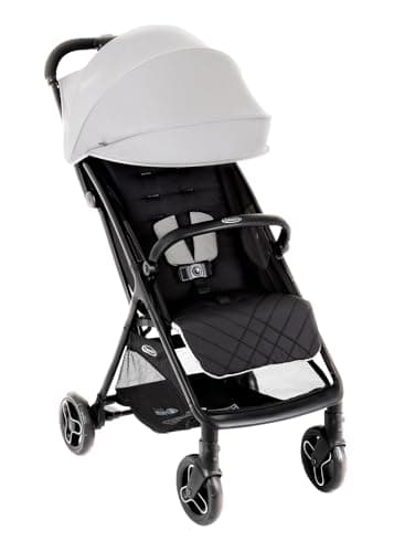 Image of Graco Myavo Compact Stroller/Pushchair with Raincover - Suitable from Birth to Approx. 4 Years (0-22kg). Lightweight at only 5.8kg with a one-Second, one-Hand fold, Steeple Gray Fashion