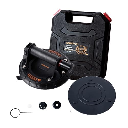 Image of POWERTEC 8 Inch Heavy Duty Vacuum Suction Cups with 242 lbs Loads Capacity, 1 PK, Handheld Vacuum Suction Cup Lifter to Lift Large Tiles, Granite, Marbles & Windshield Removal (71884)