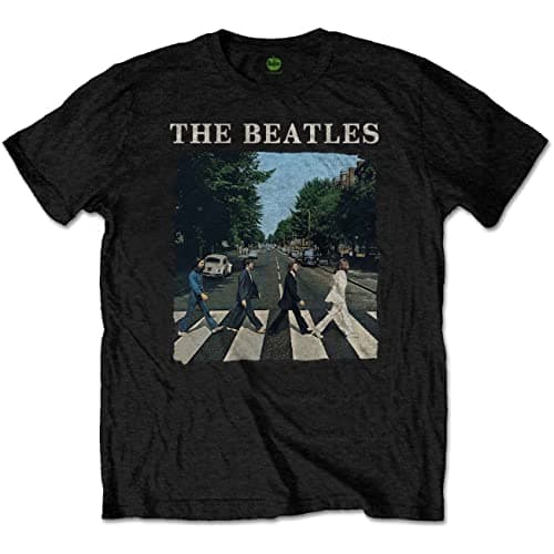 Image of The Beatles Abbey Road Crossing Band Logo Men's T Shirt, Black, Size XXXXL