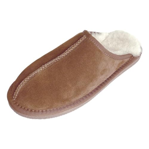 Image of Arthur Cameron - Deluxe 'Michael' Men's Slippers Size 7 - Genuine Comfy Sheepskin Slippers with Lightweight, TPR Hard Rubber Sole