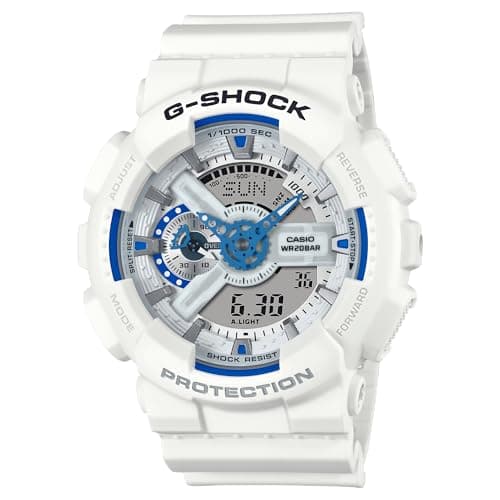 Image of Casio G-Shock White Blue Hidden Glow Analog-Digital Resin Watch GA110HDS-7A