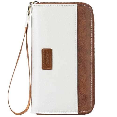 Image of SENDEFN Leather Purses for Women, Large Women Wallet with Zip, RFID Protection Purse with Multi Card Slots and Wristlet