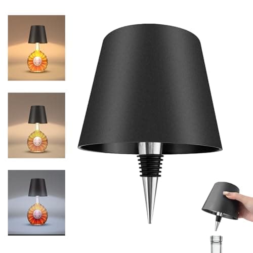 Image of CNMTCCO Wireless Bottle Lamp with Touch Adjustment - Warm 3000k, Neutral 4500k, Cold White 6000k LED - Rechargeable for Bars, Restaurants, Outdoor Decoration (Black, 1-Pack)