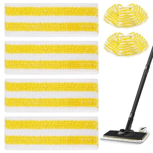 Image of MUFEKUM 6 Pack Steam Cleaner Pads Compatible with Karcher EasyFix SC2 SC3 SC4 SC5 Steam Cleaner, Washable and Reusable Steam Mop Accessories contain 4 Floor Cloth Pads and 2 Handheld Nozzle Pads (6)