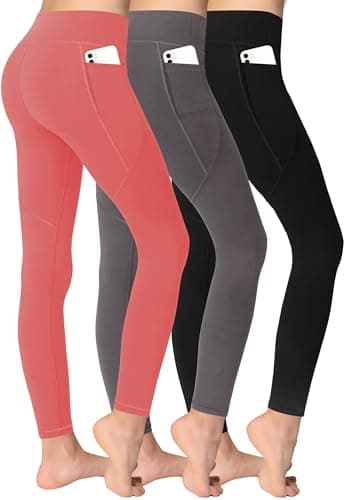 Image of MIRITY Girls Full Length Leggings for Kids Active Sports Yoga Dance Gym Running with Pockets 3 Pack