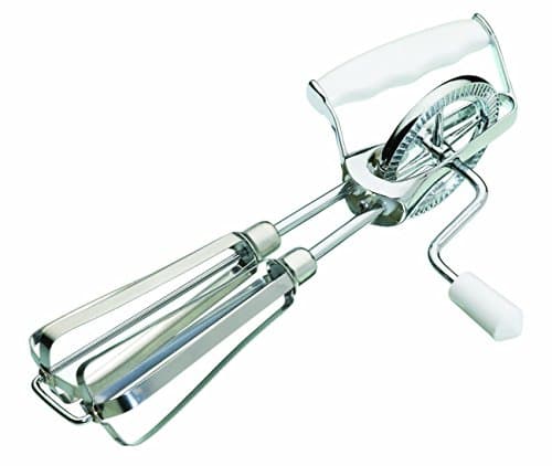 Image of KitchenCraft Rotary Hand Whisk, Stainless Steel Manual Mixer, Plastic Handle, Silver/White, 6.5 x 13 x 27.5 cm