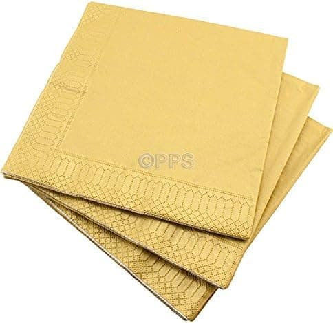 Image of K5 Luxury Napkins 3-Ply Tissue Design Gold 33 x 33 cm Pack of 20 (Disposable Napkins) Ideal for Weddings, christenings, Parties, bbq's etc (Gold 33x33 CM)