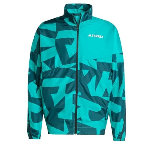 Image of adidas Men's Terrex Multi Printed Wind Jacket, Pure Teal/Aurora Ivy, XS