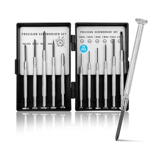 Image of 11 Pcs Precision Screwdriver Set, Mini Screwdrivers Kit for Glasses, Watches, Remotes & Household Gadgets, 11 Different Size Micro Screwdrivers, Flatheads, Philips with Pocket Size Carrying Case