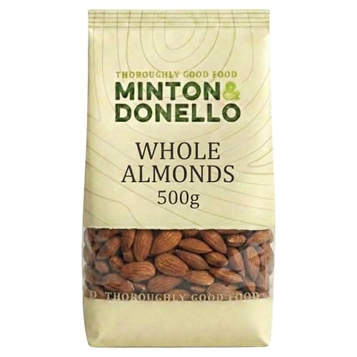 Image of Minton & Donello Whole Almonds 500g Pack - Natural Crunchy Nuts for Snacking, Baking, Cooking, Salads & Smoothies, Source of Fibre, High In Protein, Vitamin E, Magnesium, Pantry Staple