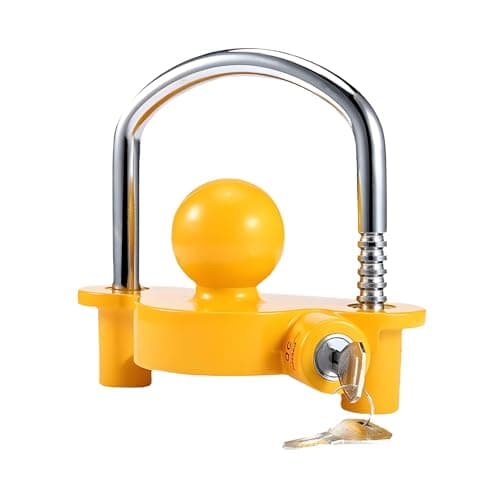 Image of SKENGWEL Universal Trailer Hitch Lock, Robust Caravan Heavy Duty Anti-Theft Tow Hitch Lock, Tow Ball Trailer Lock Security Kit with 2 Keys