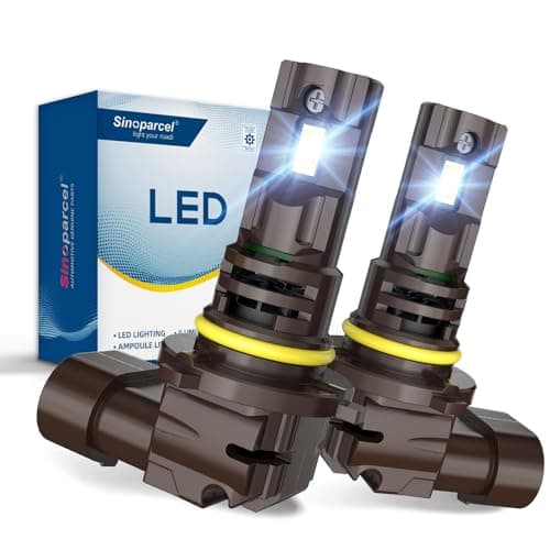 Image of Sinoparcel Premium HB3 9005 LED Headlight Bulb Gen 3, 500% Brighter Cool White HB3 9005 High Beam Headlight Bulb with Cooling Fan, Pack of 2