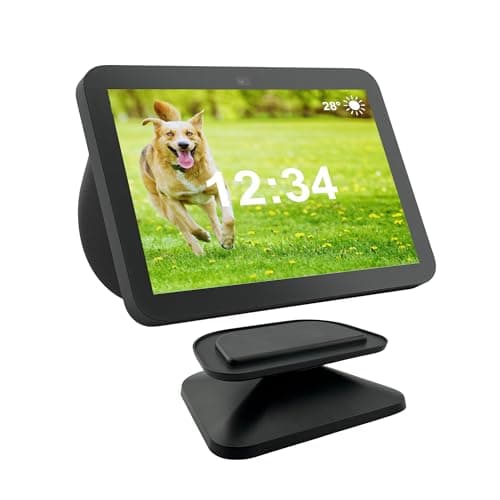 Image of Sintron Adjustable Magnetic Stand Mount for Echo Show 8 (3rd Gen), Smart Display Stand Holder with 360 Degree Rotation, Swivel & Tilt Function, Anti-Slip Base - Black, Compatible with iPhone Models