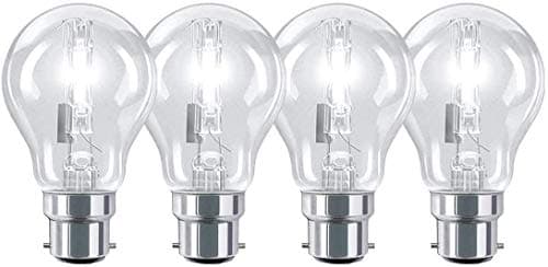 Image of Lightsave Pack of 4-28W Eco Classic Energy Saving Halogen GLS BC/B22 Bayonet Cap Traditional Bulb.