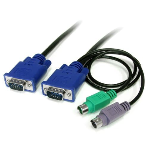 Image of StarTech.com 3-in-1 Ultra Thin PS/2 KVM Cable - Keyboard / video / mouse (KVM) cable - PS/2, HD-15 (VGA) (M) to HD-15 (VGA) (M) - 6 ft (SVECON6)