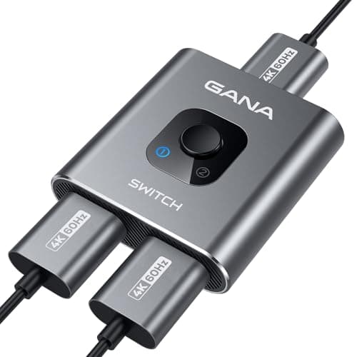 Image of GANA HDMI Splitter, 4K HDMI Switch 2 in 1 Out or 1 in 2 Out, Aluminum Switcher for TV/PC/Laptop/DVD/PS4/PS3/Xbox 360/Xbox One/TV Stick/Gaming box/Blu-Ray-Player/Projector