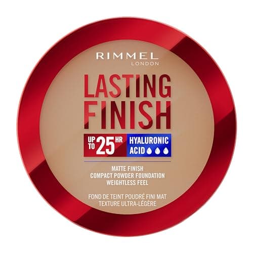 Image of Rimmel Lasting Finish 25 HR Compact Foundation 008 Soft Beige, Matte Buildable Coverage, Powder-to-Cream, Anti-Pollution Shields, SPF 20, Hyaluronic Acid, Waterproof, Hides Imperfections