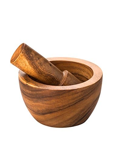 Image of Premier Housewares Socorro Mortar and Pestle, Acacia Wood,Brown, 9 x 15 x 15 cm