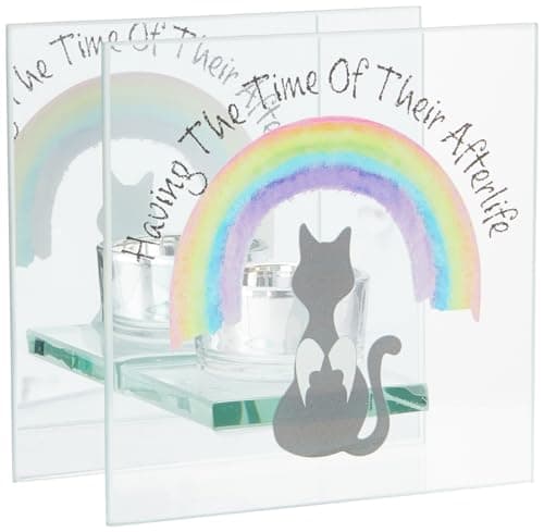 Image of Pet Cat Loss Memorial Sympathy Gift Tealight Holder by Rainbow Bridge Friends