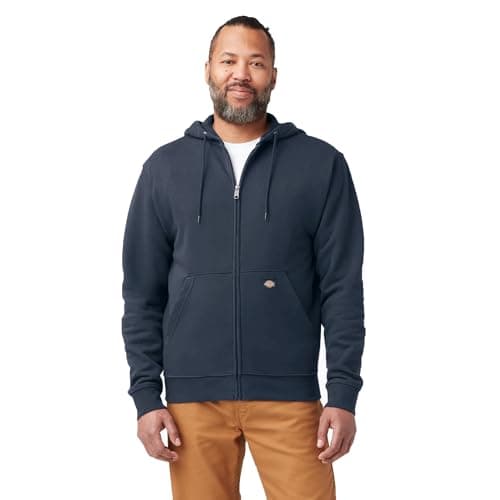 Image of Dickies Men's Full Zip Fleece Hoodie Jacket, Dark Navy, L