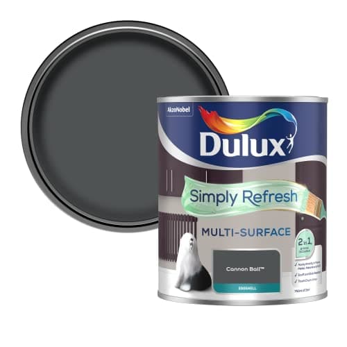 Image of Dulux Simply Refresh Multi Surface Eggsgell Paint - Cannon Ball - 750ML