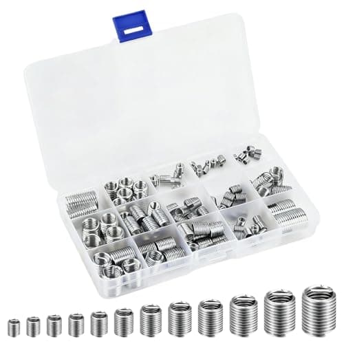 Image of 140 Pcs Threaded Inserts, Helicoil, Thread Repair Kits, Stainless Steel M3-M12 Thread Inserts Set With Storage Case For Automotive, Mechanical Maintenance And DIY Repairs