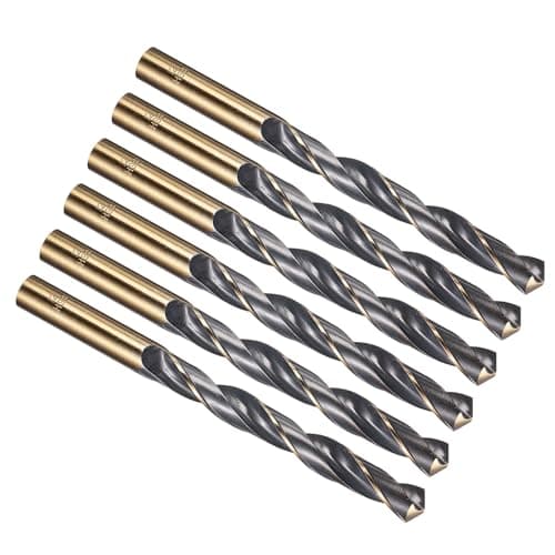 Image of PATIKIL 12mm Drill Bit, Jobber Straight Shank 4341 High-Speed Steel 118° Black and Gold Finish for Medium-hard Metal Steel Acrylic - 6 Pack