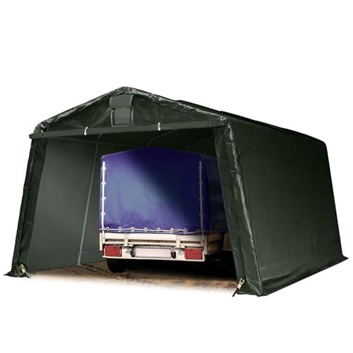 Image of TOOLPORT Portable Garage 3,3x4,7 m Carport Tent PE 600 N Vehicle Shed compact Storage Shelter 100% waterproof green