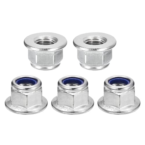 Image of sourcing map M12x1.75mm Flange Nylon Insert Lock Nuts, 10Pcs 304 Stainless Steel Metric Hex Lock Nuts Self Locking Nuts for Industrial Construction Fasteners