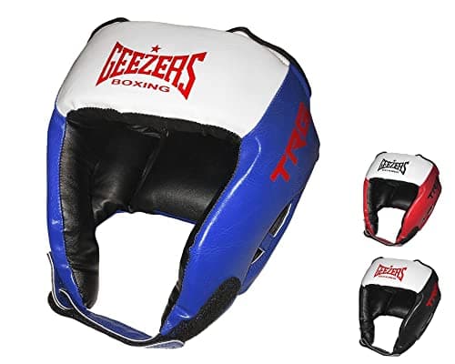 Image of Geezers TRG Training Open Face Head Guard for Boxing, MMA Sparring, PU Material Headgear, Ideal Headguard for Men and Women (Blue, Small)