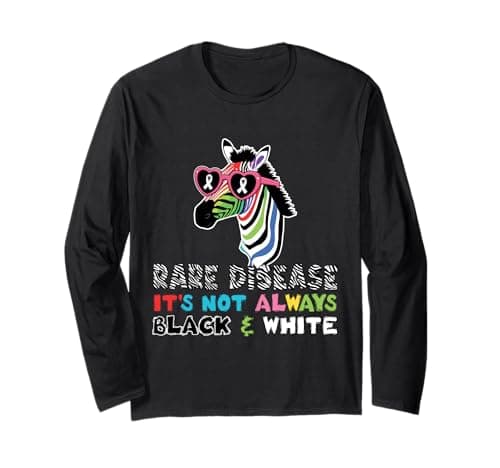 Image of Rare Disease It's Not Always Black and White Zebra Ribbon Long Sleeve T-Shirt