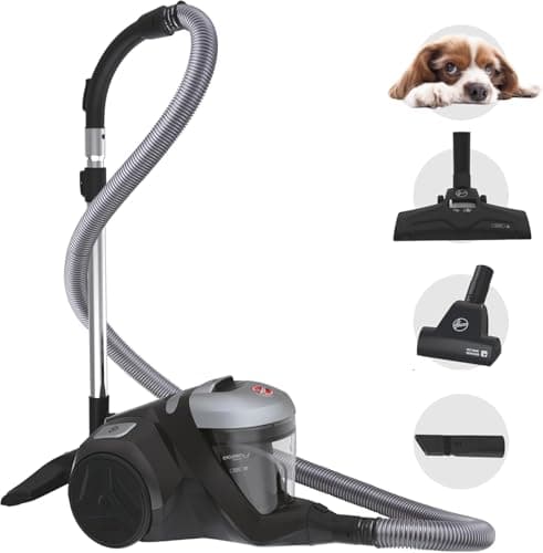 Image of Hoover Cylinder Vacuum Cleaner Bagless, H-Power 300 with HEPA Filter, Long Reach, Pet Tool, Black [HP320PET]