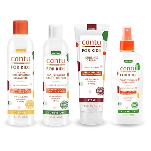 Image of Cantu 4 x Mild Hair Care for Kids / Curly Hair - Shampoo / Conditioner / Detangling / Styling Gel