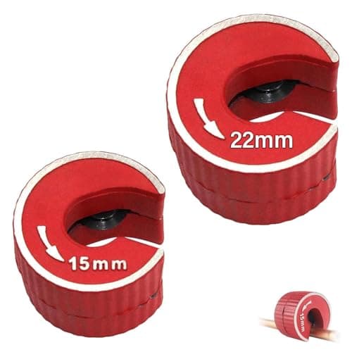 Image of VZU 2PCS Pipe Cutter 15mm and 22mm Copper Pipe Cutter, Tube Cutter Set with 2 Pipe Cutting Wheel Blades, Pipe Slice for Cutting Copper, Brass, PVC, Aluminum(Red)