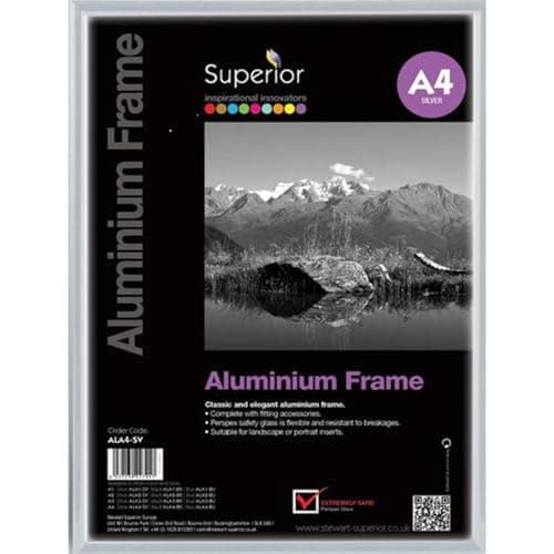 Image of SECO A4 Brushed Aluminium Picture Frame | Silver | Perspex Safety Glass | Photo, Certificate & Artwork Display | Home & Office Decor